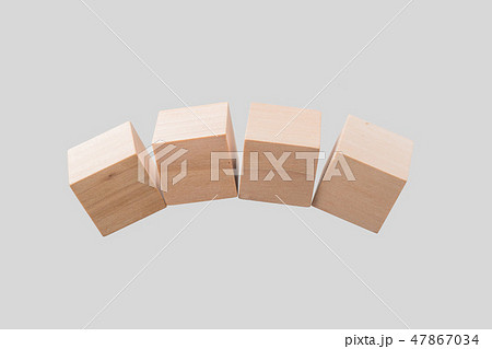 Abstract floating wooden cube on white background 47867034