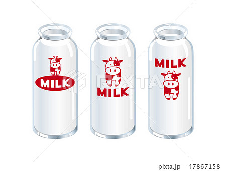 牛乳瓶 Milk イラスト入り赤 白 のイラスト素材 47867158 Pixta