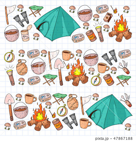 Camping vector illustration. Travel outdoor adventure 47867188