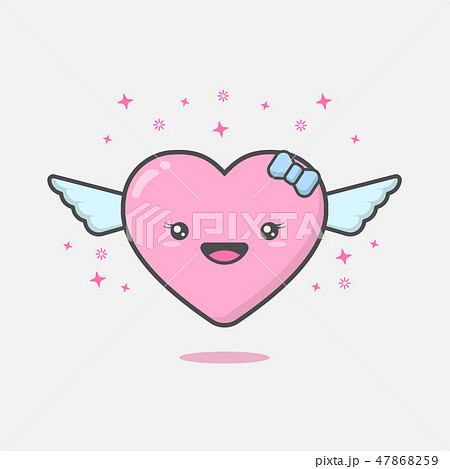 Cute and kawaii heart mascot charactor 47868259