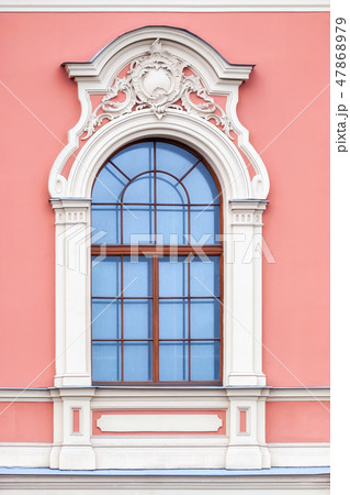 Window on pink wall. Window on pink wall. 47868979