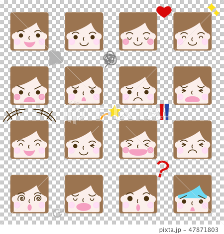 表情 顔 四角アイコン セット ベクター スクエア 表情 顔 四角アイコン セット ベクター スクエア 47871803
