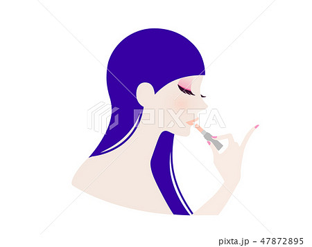 口紅を塗る女性のイラスト素材