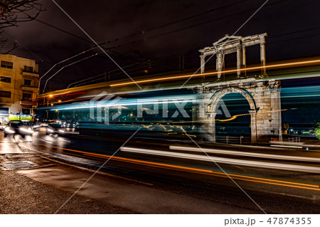 Light trails of moving cars 47874355