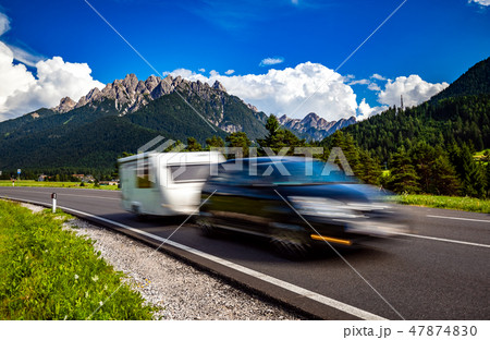 Family vacation travel, holiday trip in motorhome 47874830