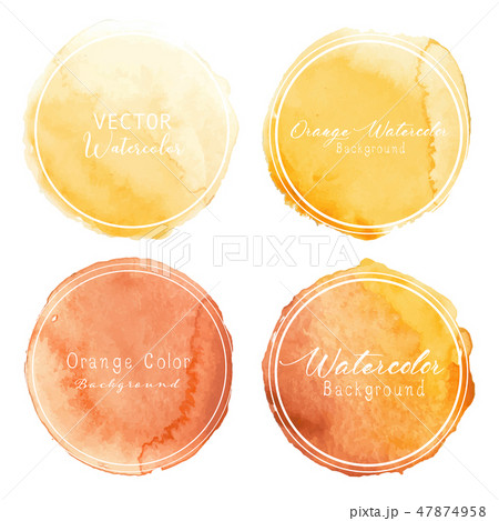 Orange watercolor circle set on white background. Orange watercolor circle set on white background. 47874958