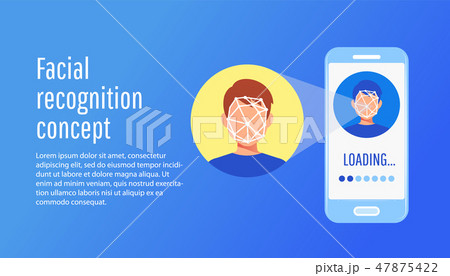 Face id Face identification of young man.  47875422