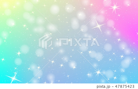 Unicorn rainbow background. Holographic sky  47875423