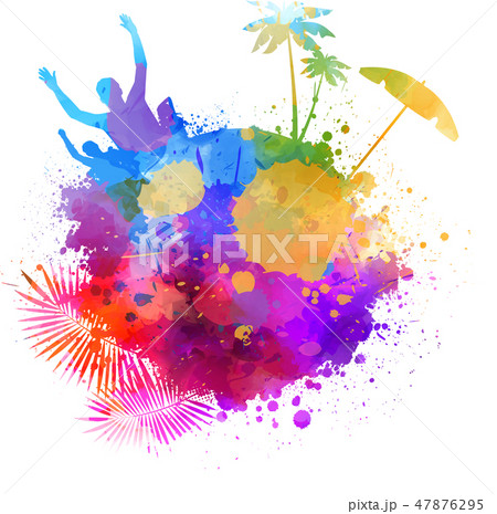 Summer travel watercolor background 47876295