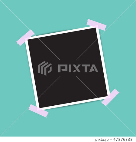 Photo frame with shadow on a green background. 47876338