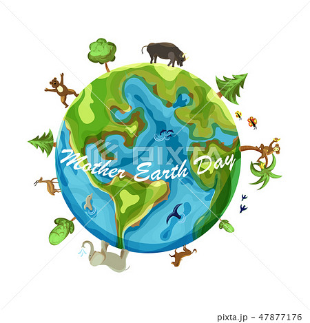 Mother Earth Day Cartoon Earth Illustration On のイラスト素材
