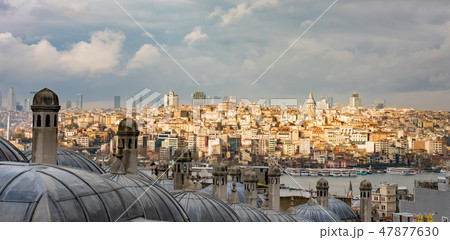 view from Suleymaniye mosque to Bosphorus Istanbul 47877630