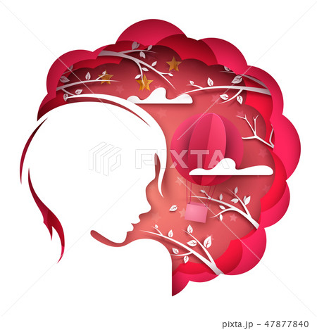 Beauty girl illustration. Cartoon paper landscape. Beauty girl illustration. Cartoon paper landscape. 47877840