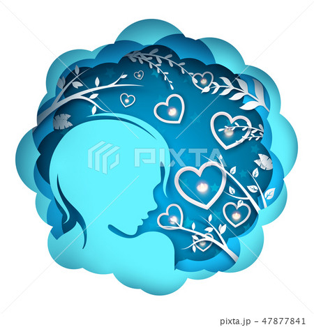 Beauty girl illustration. Cartoon paper landscape. Beauty girl illustration. Cartoon paper landscape. 47877841