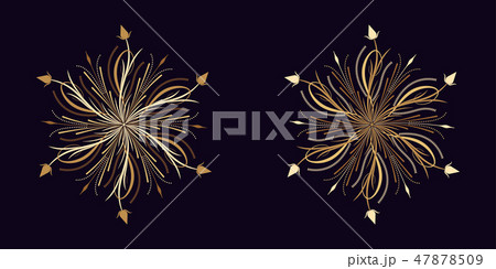 Floral flourish ornament in golden style, vector 47878509