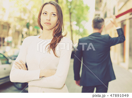 Offended girl after quarrel with boyfriend 47891049