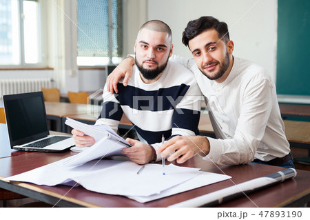 Portrait of two positive male students 47893190