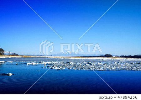 冬の濤沸湖と斜里岳 47894256