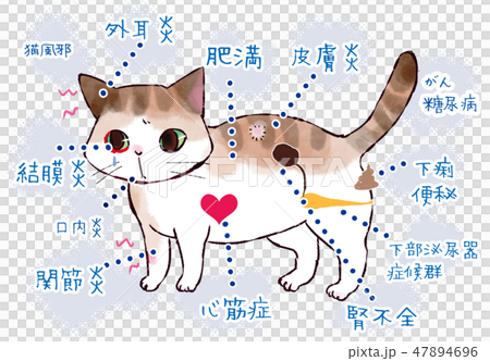 猫がかかりやすい病気のイラスト素材