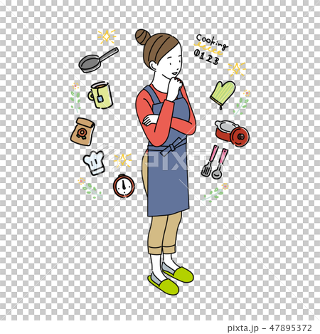 Female illustration dish icon of an apron figure 47895372