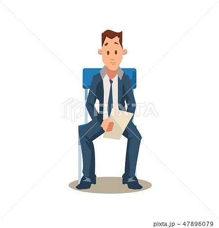 Male Candidate Sit on Chair before Job Interview 47896079
