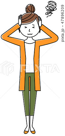 若い女性　ママ　頭を抱える 47896209