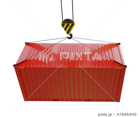 Cargo container with hook isolated on white Cargo container with hook isolated on white 47896840