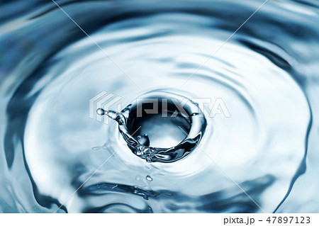 水 水滴 水面 泡 波紋 イメージ素材の写真素材