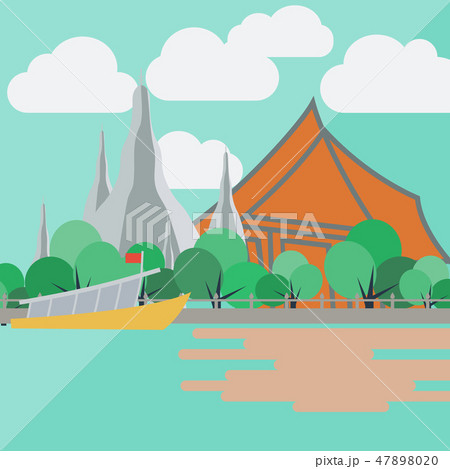Temple of dawn, thailand with flat design 47898020