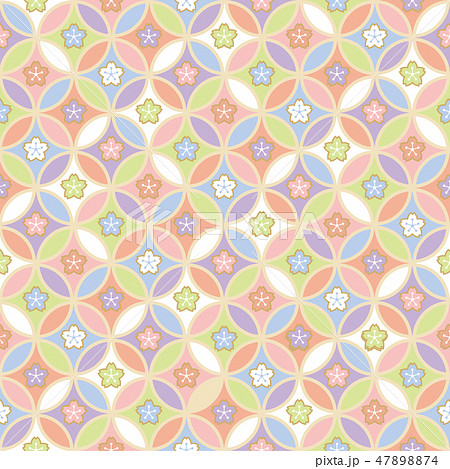 和ポップパターン 七宝柄 桜のイラスト素材 4774