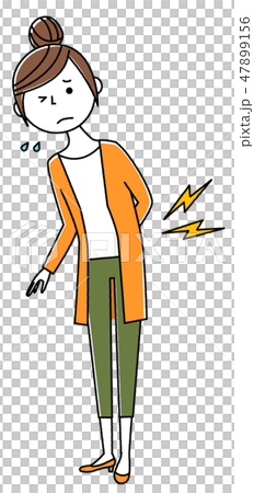 若い女性 ママ 腰痛のイラスト素材