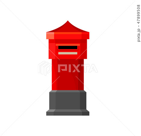 Traditional British pillar box. Bright red mailbox. Large metal container for letters. Flat vector Traditional British pillar box. Bright red mailbox. Large metal container for letters. Flat vector 47899508