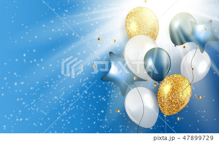 Glossy Happy Birthday Balloons Background Vector Illustration 47899729