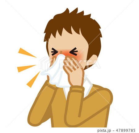 ティッシュで鼻をかむ男子生徒 47899785
