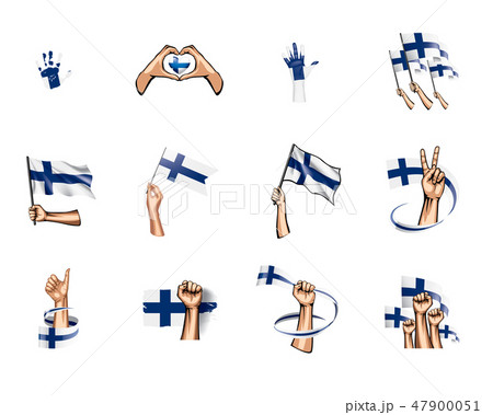 Finland flag and hand on white background. Vector illustration Finland flag and hand on white background. Vector illustration 47900051