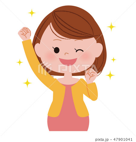 妊婦さん 笑顔 やったーのイラスト素材