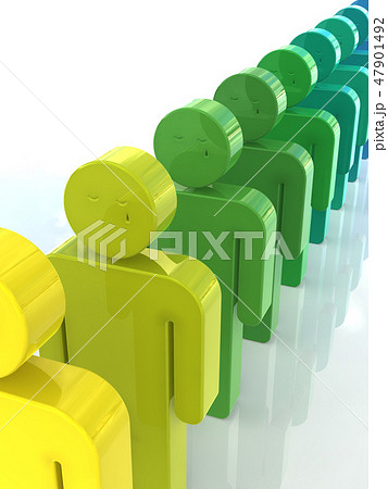 CG　3D　イラスト　デザイン　行列　ドミノ　一列　秩序　混雑　イベント　悲しい　葬列 47901492