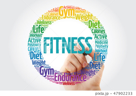 FITNESS circle stamp word cloud with marker 47902233