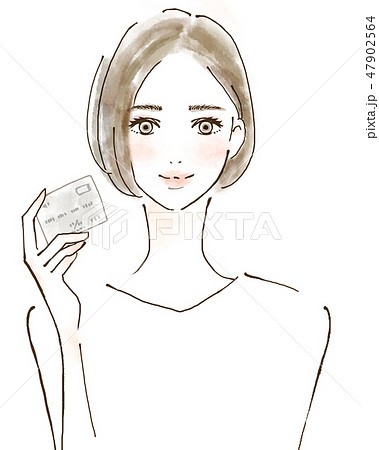 クレジットカード会員 セキュリティ カードを持つ女性のイラスト素材