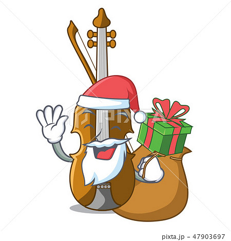 Santa with gift violin isolated with in the mascot 47903697