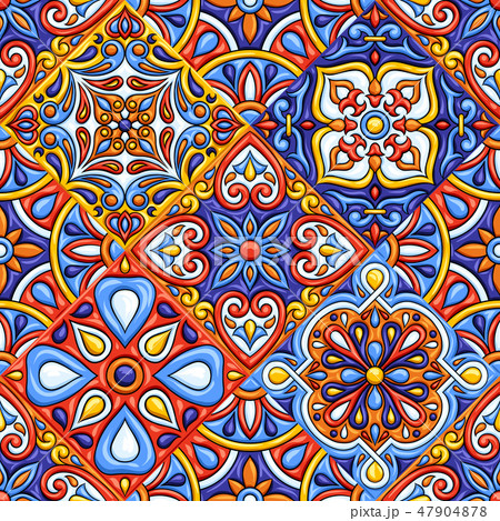 Mexican talavera ceramic tile pattern. Ethnic folk ornament. Mexican talavera ceramic tile pattern. Ethnic folk ornament. 47904878