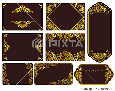 ゴールドフレーム飾り罫手書きのイラスト素材