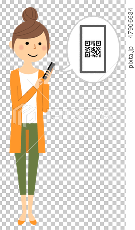若い女性　ママ　スマホ 47906684