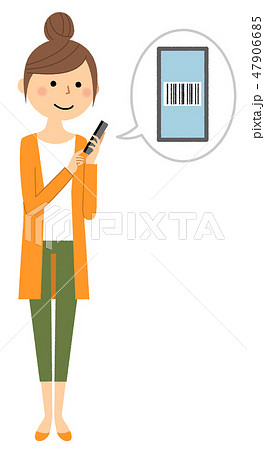 若い女性　ママ　スマホ 47906685