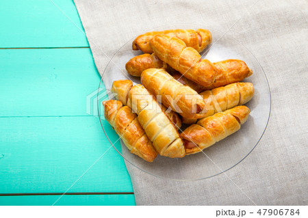 sausage dough, homemade cakes, top vew 47906784