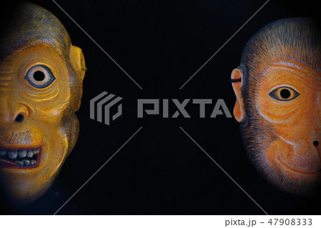 狂言面 猿の写真素材