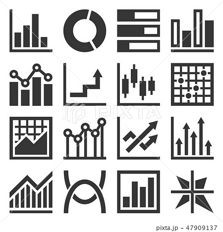 Big Data Analytics Icons Set on White Background. Vector 47909137