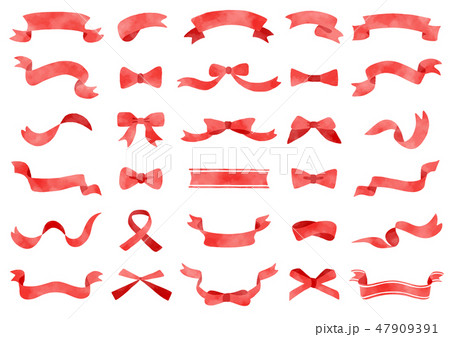 手描き リボンセット4のイラスト素材