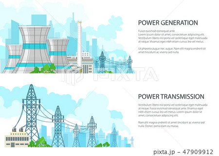 Set of Banners with Electric Power Transmission 47909912
