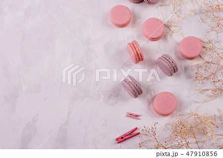 Beautiful pink tasty macaroons Beautiful pink tasty macaroons 47910856